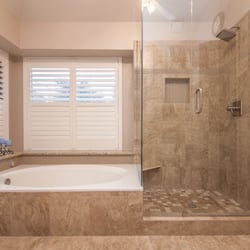 William French Home Improvements - HIGHLAND VILLAGE Bath Remodel:
A complete bathroom remodel (including shower, tub surround, vanity, and floors). Gorgeous.