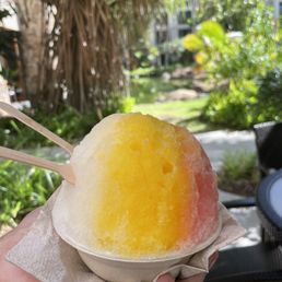 Mango, passion fruit, guava w/ice cream on bottom