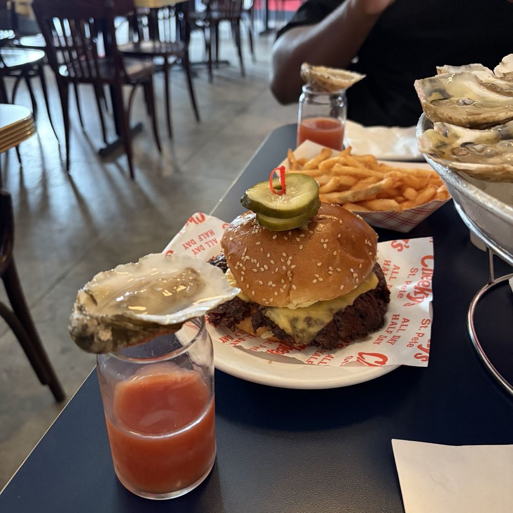 Cheeky's - HH burger Tequila oyster shooter - Seafood Near Me - St. Petersburg, Florida