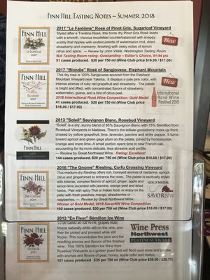 Photo of Finn Hill Winery - Woodinville, WA, US. 2018 tasting list