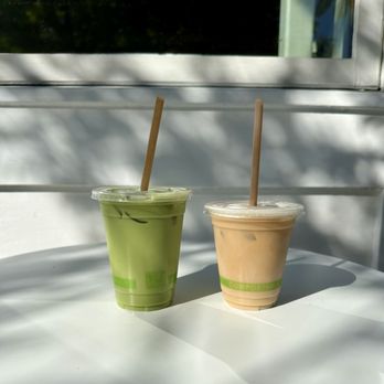 CoffeeShop - Iced matcha latte with almond milk and iced coffee with oat milk - Coffee & Tea Near Me - San Francisco, California CoffeeShop - Iced matcha latte with almond milk and iced coffee with oat milk - Coffee & Tea Near Me - San Francisco, California