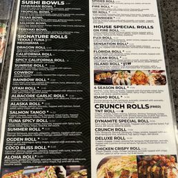 Sushi menu