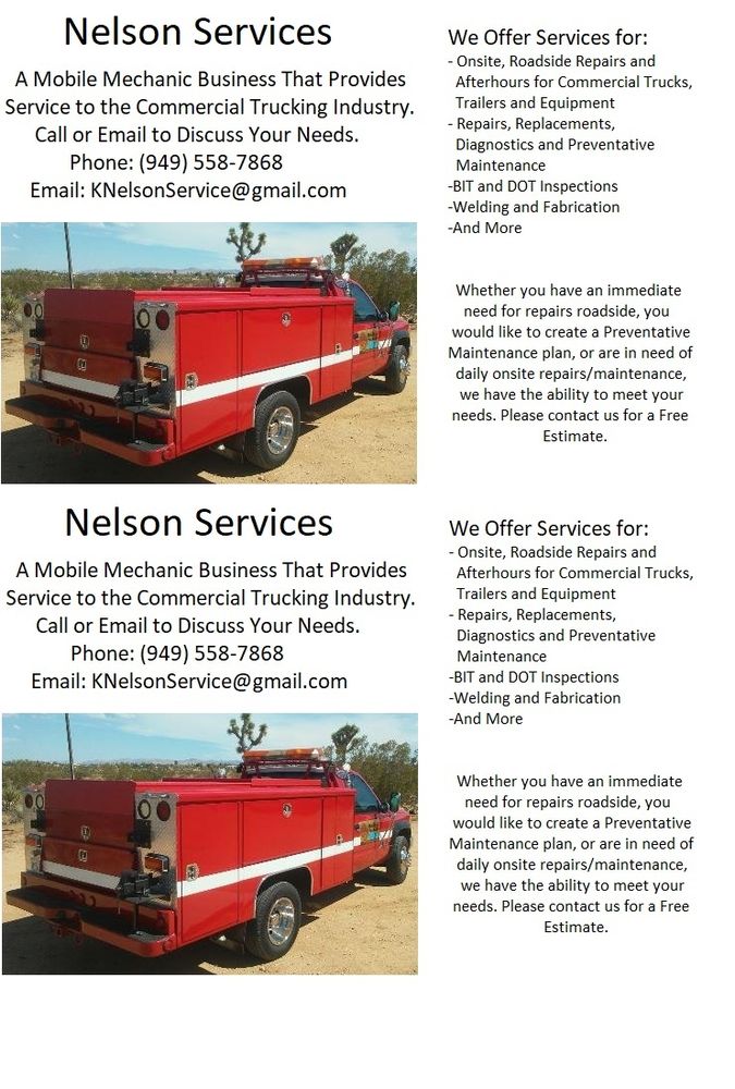 NELSON SERVICES Yucca Valley, California RV Repair Phone Number