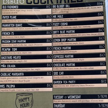 Boarding House Bistro - Cocktail menu - Wine Bars Near Me - O'Fallon, Illinois