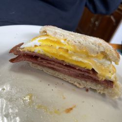 Gemma’s Country Kitchen - Pork roll, egg, and cheese on an English muffin