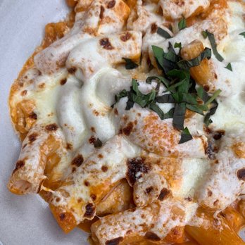 Otto Strada - Homemade RIGATONI ALLA VODKA COVERED WITH A BLANKET OF MUTZ - Italian Near Me - Hoboken, New Jersey