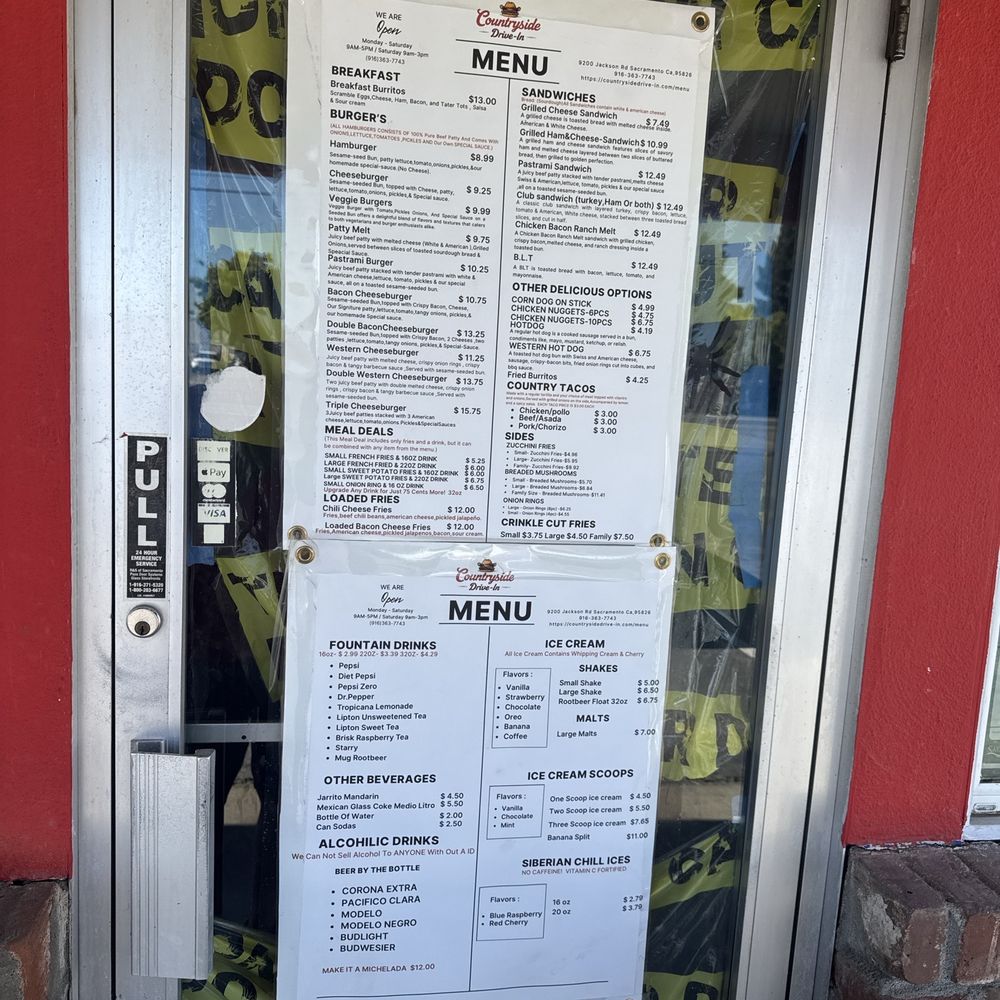 Countryside Drive In - Whole menu - Burgers Near Me - Sacramento, California