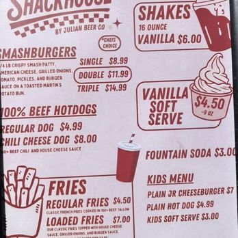 Shackhouse - Menu - Burgers Near Me - Julian, California
