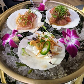 Tides - Tides Tasting Tower - yellowfin tuna poke, Chilean seabass ceviche, albacore tataki - Seafood Near Me - Danville, California Tides - Tides Tasting Tower - yellowfin tuna poke, Chilean seabass ceviche, albacore tataki - Seafood Near Me - Danville, California