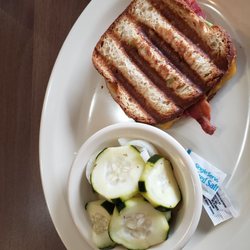 Cafe At The Crossing - GLUTEN FREE turkey BLT with Avocado and Cucumber onions side