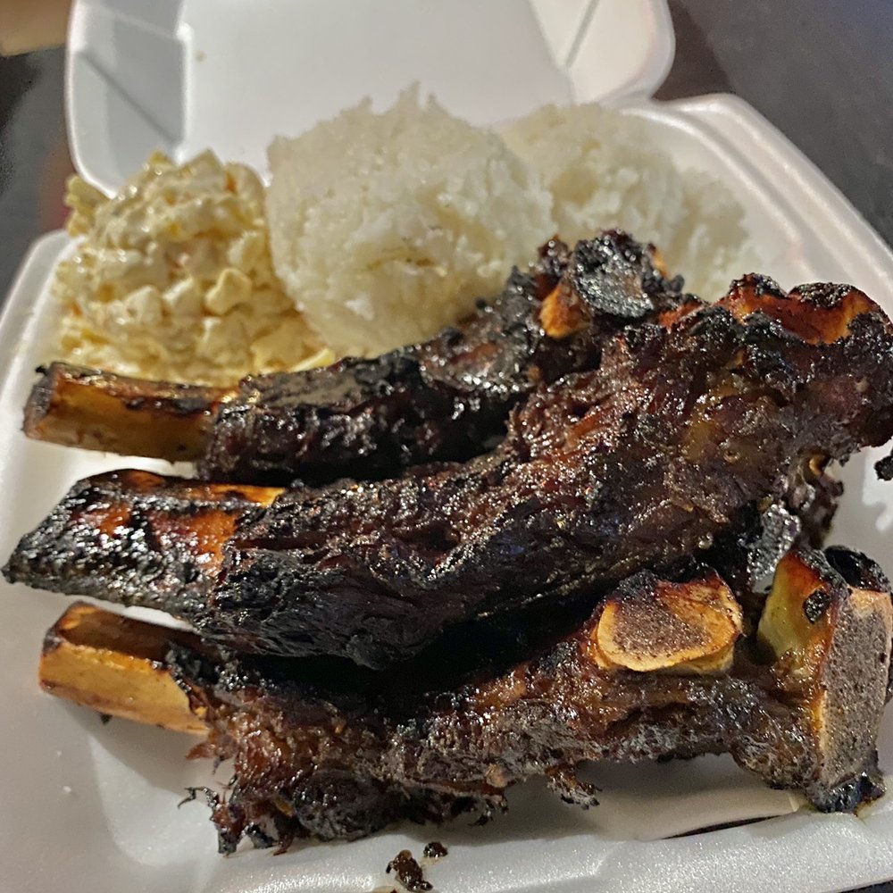 Matiki Island BBQ - #1 Beef Rib Plate (Sam's plate). - Polynesian Near Me - Huntington Beach, California Matiki Island BBQ - #1 Beef Rib Plate (Sam's plate). - Polynesian Near Me - Huntington Beach, California