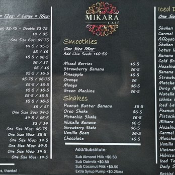 Mikara Cafe - Beverages menu - Coffee & Tea Near Me - San Diego, California Mikara Cafe - Beverages menu - Coffee & Tea Near Me - San Diego, California