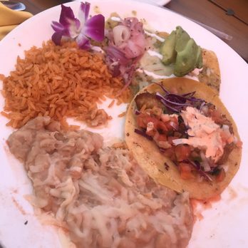 Kalaveras - Combination plate cheese enchilada and fish taco - Latin American Near Me - San Pedro, California Kalaveras - Combination plate cheese enchilada and fish taco - Latin American Near Me - San Pedro, California
