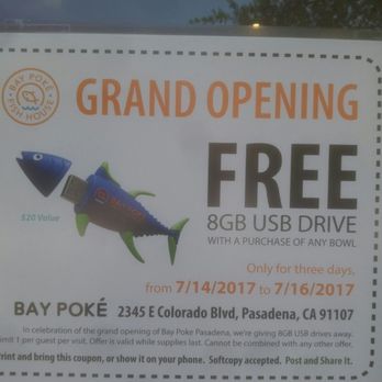 Bay Poke - opening week promo!! - Poke Near Me - Pasadena, California