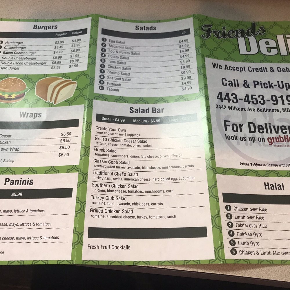 Friends Deli - Menu - Delis Near Me - Baltimore, Maryland Friends Deli - Menu - Delis Near Me - Baltimore, Maryland
