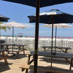 Outside seating with beach view