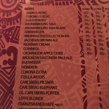 Rosie McGee's - Beer menu. - Dance Clubs Near Me - København V, 84 Rosie McGee's - Beer menu. - Dance Clubs Near Me - København V, 84