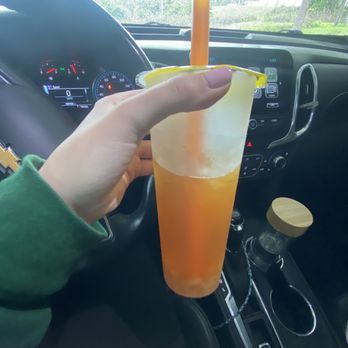 YOZI Cafe - Passion fruit peach fruit tea with lychee jelly - Coffee & Tea Near Me - Zephyrhills, Florida