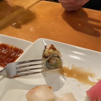 Wasabi Restaurant - Compared to my fork, look how tiny it was. - Sushi Bars Near Me - Cary, North Carolina