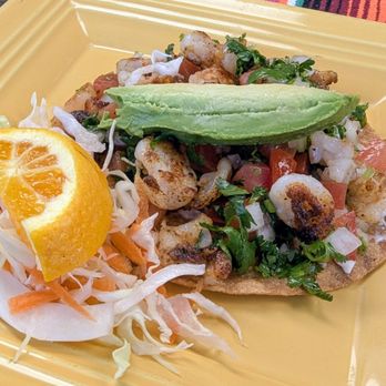 Taqueria La Gloria - Shrimp tostada, delicious - Mexican Near Me - Fort Bragg, California Taqueria La Gloria - Shrimp tostada, delicious - Mexican Near Me - Fort Bragg, California
