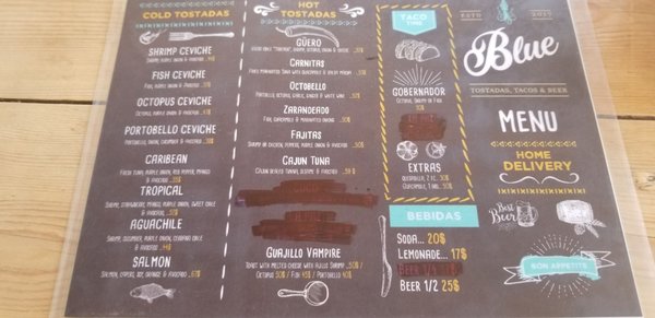 Menu photo 6 Blue Morelos Puerto Morelos, ROO Menu photo 6 Blue Morelos Puerto Morelos, ROO
