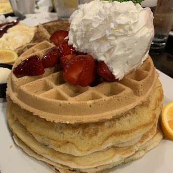 Keke's Breakfast Cafe - Pancakes and waffle come separate. My boyfriend ordered 3 pancakes and 1 waffle and just put the waffle on top of the pancakes lol. - American Near Me - Bradenton, Florida Keke's Breakfast Cafe - Pancakes and waffle come separate. My boyfriend ordered 3 pancakes and 1 waffle and just put the waffle on top of the pancakes lol. - American Near Me - Bradenton, Florida