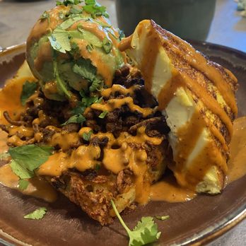 Matriarcha - Hashbrowns with chorizo and avocado and quiche - Modern European Near Me - Jefferson City, Missouri