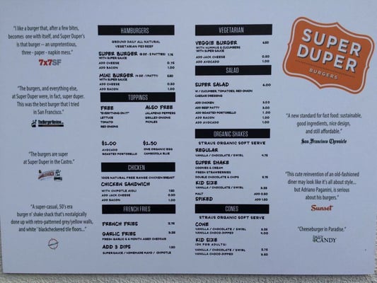 Menu photo 7 Super Duper Burgers Los Gatos, CA Menu photo 7 Super Duper Burgers Los Gatos, CA