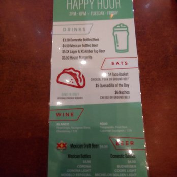 Las Tortillas Mexican Restaurant - Happy hour menu front - Mexican Near Me - Rosemount, Minnesota