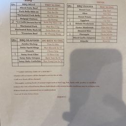 BBQ Menu BBQ Menu