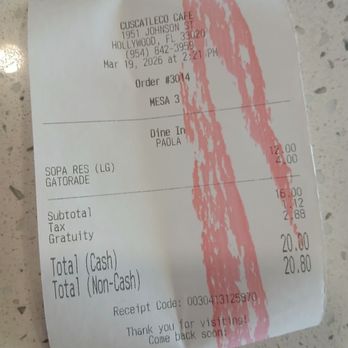 Cuscatleco Cafe - Extremely ridiculous high food prices! - Salvadoran Near Me - Hollywood, Florida