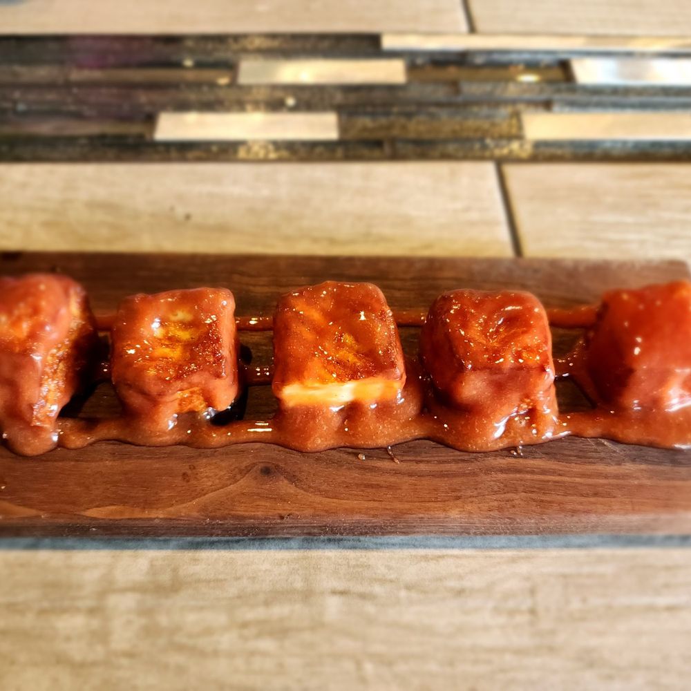 Raices Restaurant - Fried cheese with homemade guava sauce... check out the plating! - Caribbean Near Me - Worcester, Massachusetts