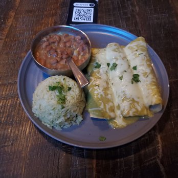 Two Mules Cantina - Poblano Chicken Enchiladas with no chicken - Tex-Mex Near Me - Irving, Texas Two Mules Cantina - Poblano Chicken Enchiladas with no chicken - Tex-Mex Near Me - Irving, Texas