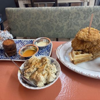 Chef Brian's Comfort Kitchen - Chicken sliders, potatoe salad and chicken + waffles - Seafood Near Me - Tucson, Arizona Chef Brian's Comfort Kitchen - Chicken sliders, potatoe salad and chicken + waffles - Seafood Near Me - Tucson, Arizona
