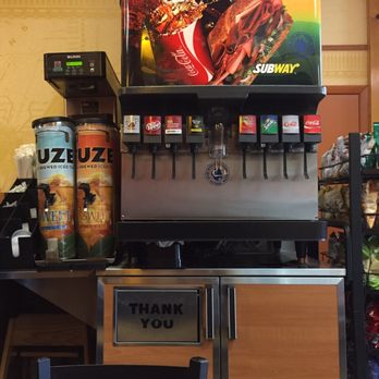 Subway - a soda dispenser with a sign that says thank you - Sandwiches Near Me - Jupiter, Florida