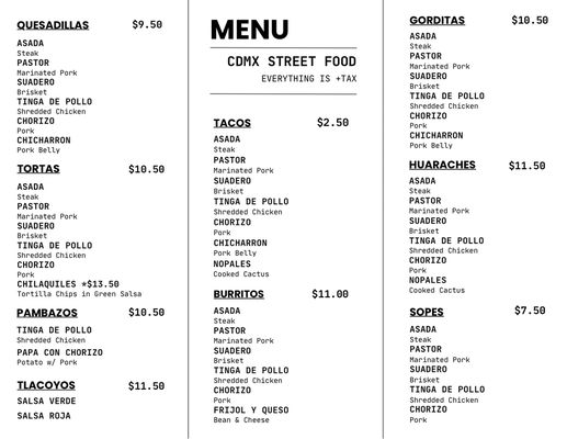 Menu photo 2 CDMX Street Food Costa Mesa, CA Menu photo 2 CDMX Street Food Costa Mesa, CA