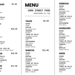 CDMX Street Food - Nuestro Menú