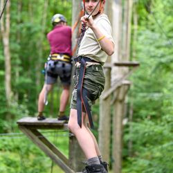 Camp Sequassen, Scouting America - Scout using the high COPE course.