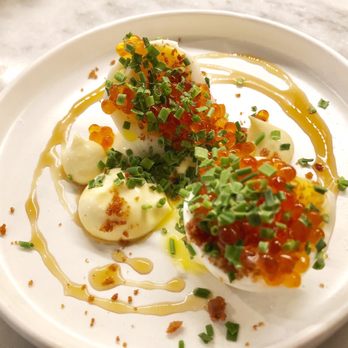 Canard - Oeufs en Mayonnaise with Trout Roe, Bacon, Roasted Garlic, Smokey Maple - Wine Bars Near Me - Portland, Oregon