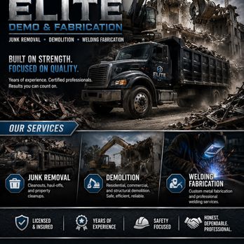 Elite Demo & Fabrication - Need junk gone? Elite Demo & Fabrication offers: Junk Removal Demolition Hauling Welding Fabrication Fast response & free quotes. - Demolition Services Near Me - Chandler, Arizona Elite Demo & Fabrication - Need junk gone? Elite Demo & Fabrication offers: Junk Removal Demolition Hauling Welding Fabrication Fast response & free quotes. - Demolition Services Near Me - Chandler, Arizona