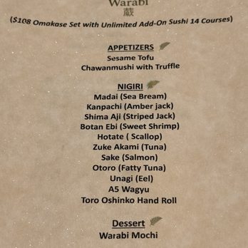 Warabi Omakase - 14 course omakase menu - Japanese Near Me - New York, New York Warabi Omakase - 14 course omakase menu - Japanese Near Me - New York, New York