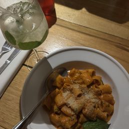 Rigatoni & a Hugo spritz