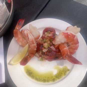 Lady Bird - Shrimp cocktail with gazpacho. Flavorful and fresh. - Salad Near Me - Saugatuck, Michigan