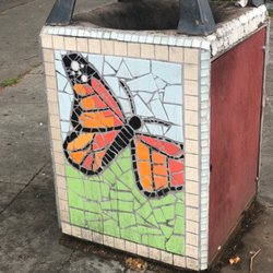 Fish & Butterfly Ceramic Art - Deteriorating ceramic tiles and a blank side raises questions...