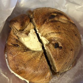 Baker's Dozen Bagels - Blueberry bagel with plain cream cheese - Bagels Near Me - Kew Gardens, New York
