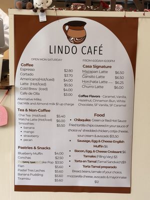 Menu photo 2 Lindo Cafe West Columbia, SC