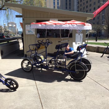 Wheel Fun Rentals - White River State Park - A double surrey. Seats four but can fit six. Don't ask me how I know. ;) - Bike Rentals Near Me - Indianapolis, Indiana