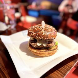 Hellfire Chicken burger - Delicious!  Chicken patty was very moist & juicy. The burger was huge in person & filling.