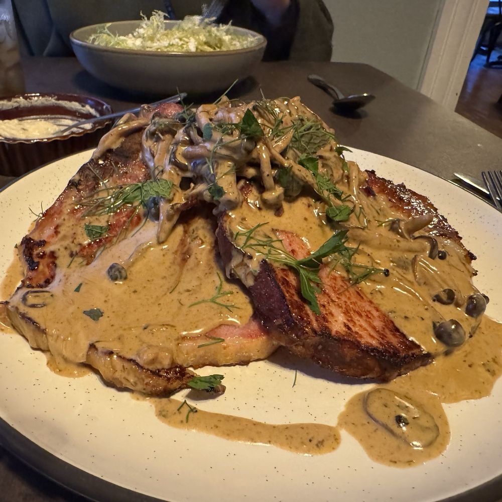Madeline's Nibbles & Wine - Pork Chops with Mushroom gravy & Mashed potatoes - Wine Bars Near Me - La Grange, Kentucky Madeline's Nibbles & Wine - Pork Chops with Mushroom gravy & Mashed potatoes - Wine Bars Near Me - La Grange, Kentucky