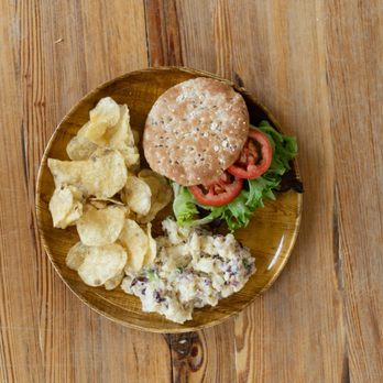 Swap Out The Swine - Swine Free BLT with kettle chips and Vegan potato salad - Salad Near Me - Baltimore, Maryland Swap Out The Swine - Swine Free BLT with kettle chips and Vegan potato salad - Salad Near Me - Baltimore, Maryland